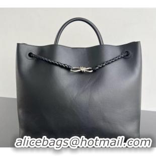 Good Product Bottega Veneta Large Andiamo Top Handle Bag in Calfskin Leather 806010 Black/Silver 2025