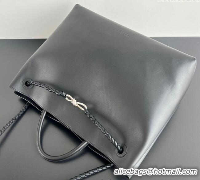 Good Product Bottega Veneta Large Andiamo Top Handle Bag in Calfskin Leather 806010 Black/Silver 2025