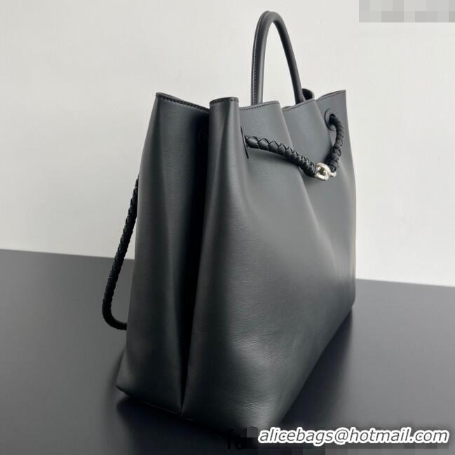 Good Product Bottega Veneta Large Andiamo Top Handle Bag in Calfskin Leather 806010 Black/Silver 2025