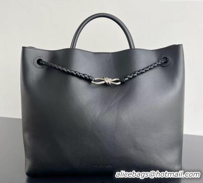 Good Product Bottega Veneta Large Andiamo Top Handle Bag in Calfskin Leather 806010 Black/Silver 2025