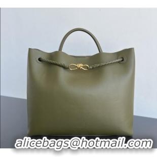 Grade Discount Bottega Veneta Men's Large Andiamo Top Handle Bag in Calfskin Leather 806010 Green 2024