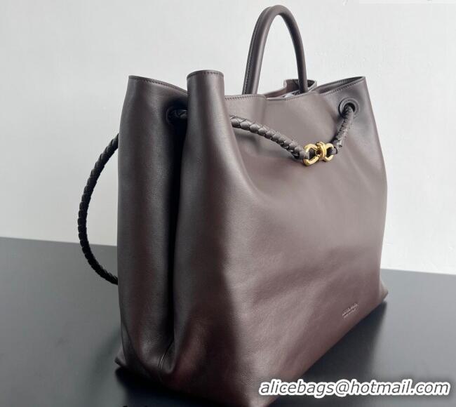 Buy Classic Bottega Veneta Large Andiamo Top Handle Bag in Calfskin Leather 806010 Fondant Brown/Gold 2024