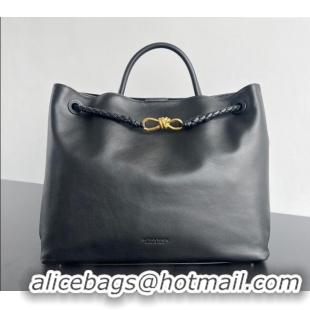 Top Design Bottega Veneta Large Andiamo Top Handle Bag in Calfskin Leather 806010 Black/Gold 2024
