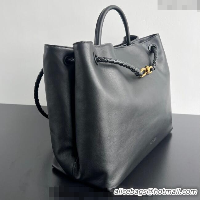 Top Design Bottega Veneta Large Andiamo Top Handle Bag in Calfskin Leather 806010 Black/Gold 2024