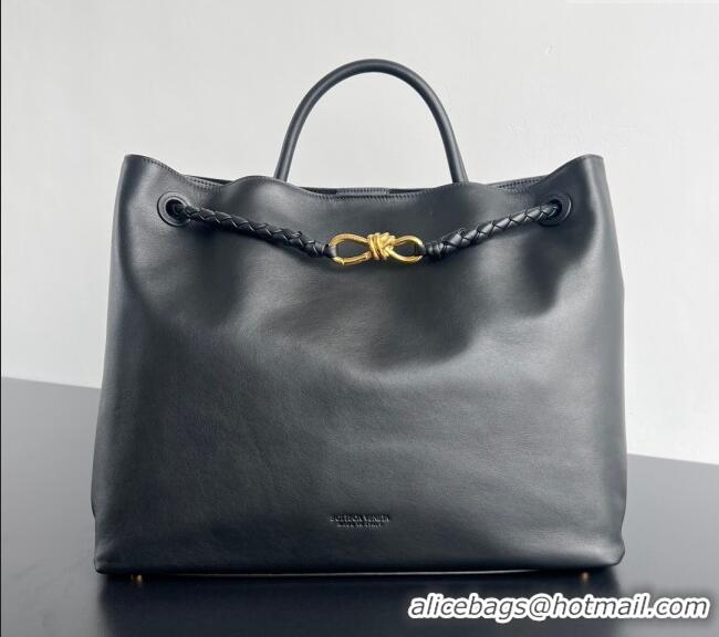 Top Design Bottega Veneta Large Andiamo Top Handle Bag in Calfskin Leather 806010 Black/Gold 2024