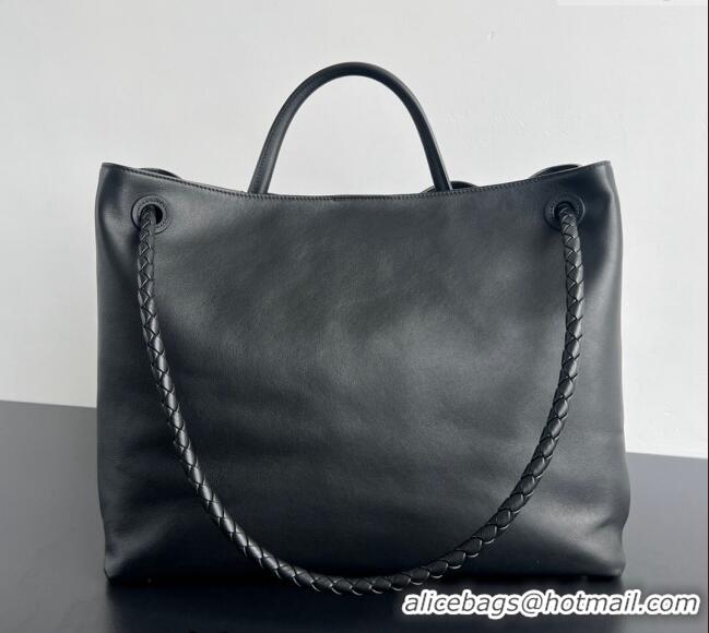Top Design Bottega Veneta Large Andiamo Top Handle Bag in Calfskin Leather 806010 Black/Gold 2024