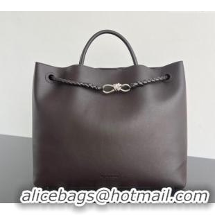 Stylish Grade Bottega Veneta Large Andiamo Top Handle Bag in Calfskin Leather 806010 Fondant Brown/Silver 2025