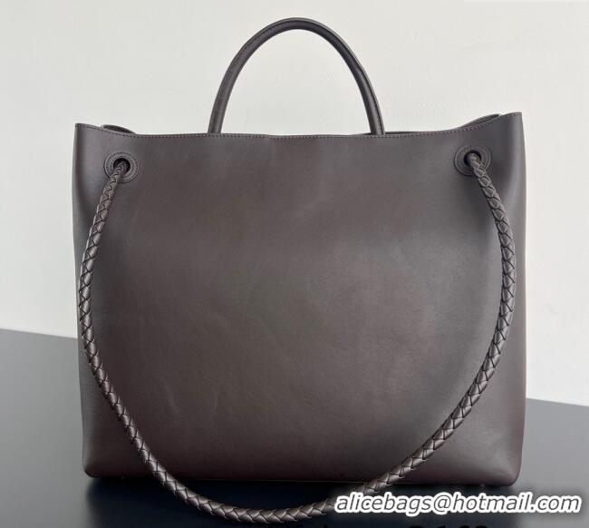 Stylish Grade Bottega Veneta Large Andiamo Top Handle Bag in Calfskin Leather 806010 Fondant Brown/Silver 2025