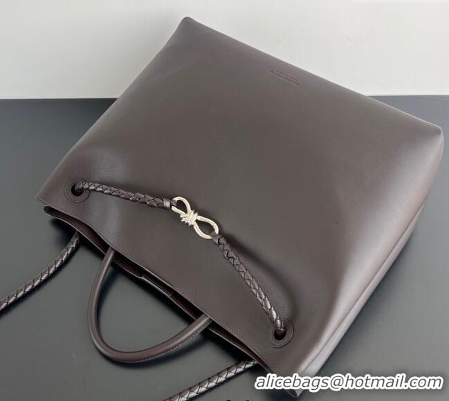 Stylish Grade Bottega Veneta Large Andiamo Top Handle Bag in Calfskin Leather 806010 Fondant Brown/Silver 2025
