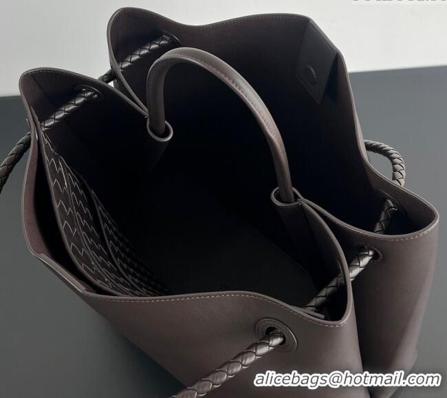 Stylish Grade Bottega Veneta Large Andiamo Top Handle Bag in Calfskin Leather 806010 Fondant Brown/Silver 2025