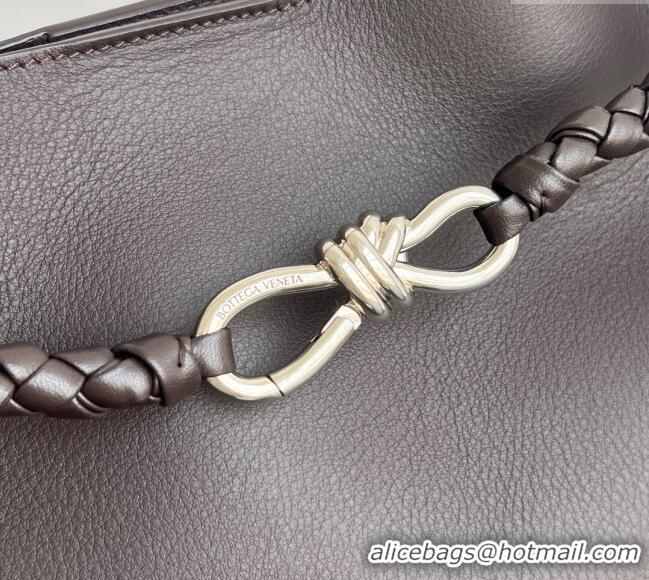 Stylish Grade Bottega Veneta Large Andiamo Top Handle Bag in Calfskin Leather 806010 Fondant Brown/Silver 2025