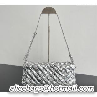 Grade Design Bottega Veneta Kalimero Cha-Cha Clutch Bag in Intrecciato Leather 785780 Silver 2025