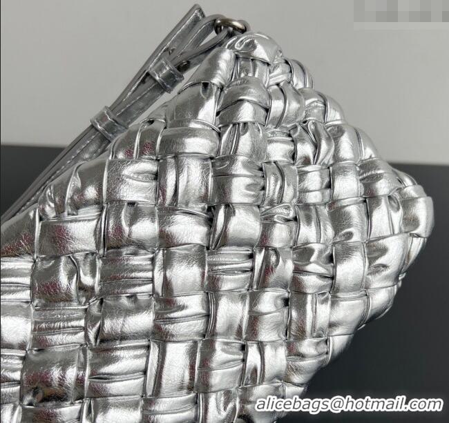 Grade Design Bottega Veneta Kalimero Cha-Cha Clutch Bag in Intrecciato Leather 785780 Silver 2025