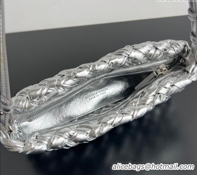 Grade Design Bottega Veneta Kalimero Cha-Cha Clutch Bag in Intrecciato Leather 785780 Silver 2025