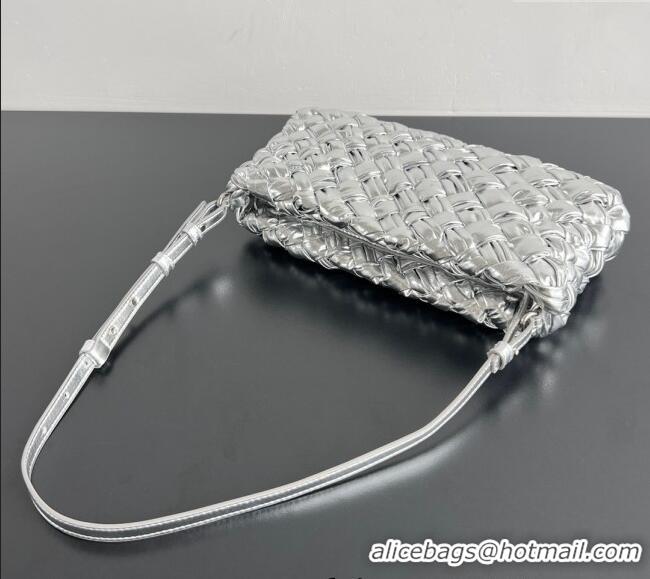 Grade Design Bottega Veneta Kalimero Cha-Cha Clutch Bag in Intrecciato Leather 785780 Silver 2025