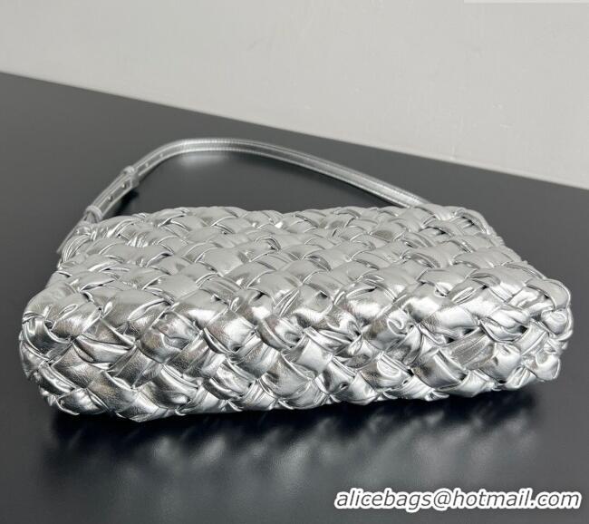 Grade Design Bottega Veneta Kalimero Cha-Cha Clutch Bag in Intrecciato Leather 785780 Silver 2025