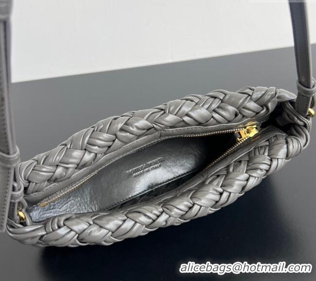 Buy Discount Bottega Veneta Kalimero Cha-Cha Clutch Bag in Intrecciato Leather 785780 Lapilli Grey 2025