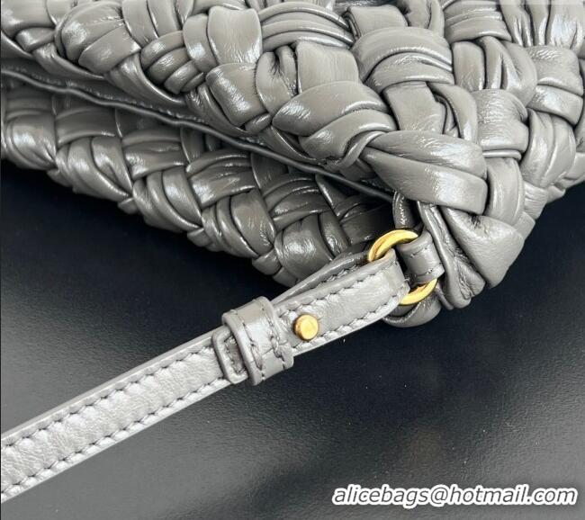 Buy Discount Bottega Veneta Kalimero Cha-Cha Clutch Bag in Intrecciato Leather 785780 Lapilli Grey 2025