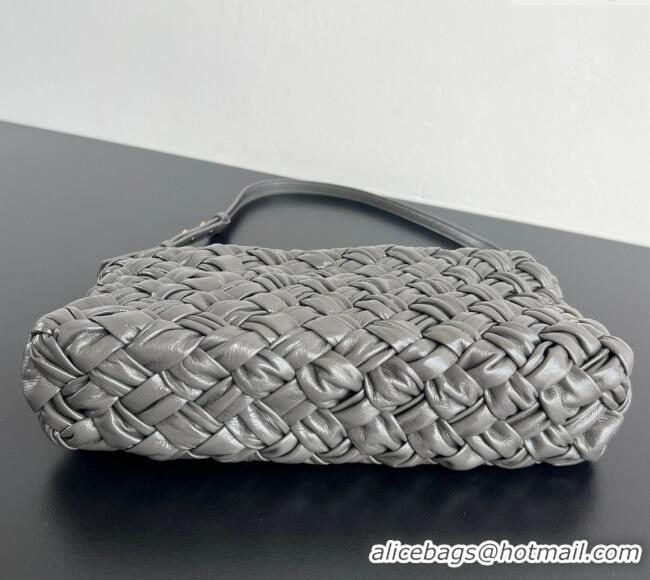 Buy Discount Bottega Veneta Kalimero Cha-Cha Clutch Bag in Intrecciato Leather 785780 Lapilli Grey 2025