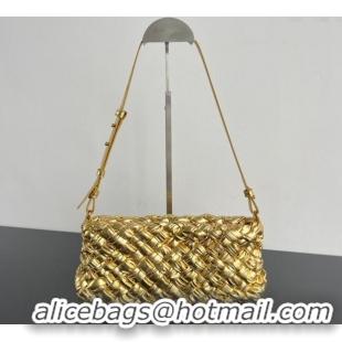 Shop Grade Design Bottega Veneta Kalimero Cha-Cha Clutch Bag in Intrecciato Leather 785780 Gold 2025