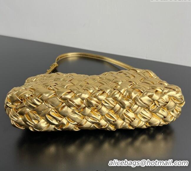 Shop Grade Design Bottega Veneta Kalimero Cha-Cha Clutch Bag in Intrecciato Leather 785780 Gold 2025