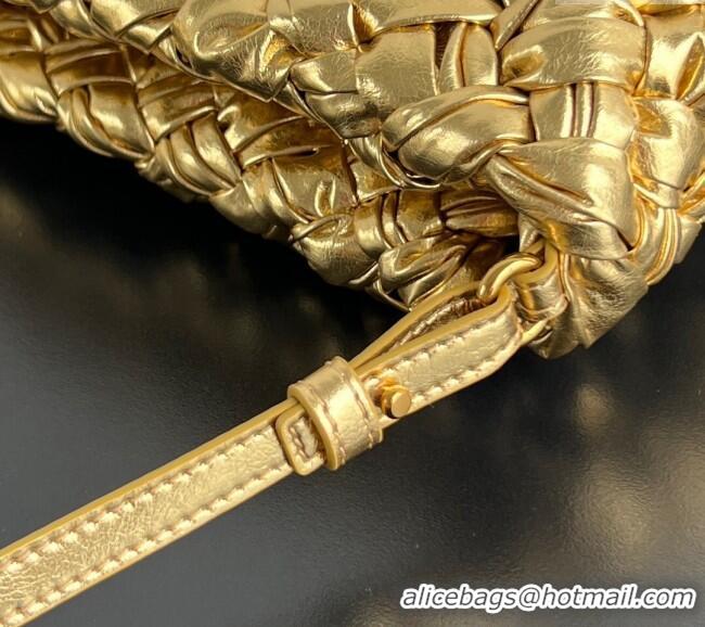 Shop Grade Design Bottega Veneta Kalimero Cha-Cha Clutch Bag in Intrecciato Leather 785780 Gold 2025