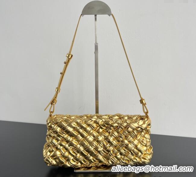 Shop Grade Design Bottega Veneta Kalimero Cha-Cha Clutch Bag in Intrecciato Leather 785780 Gold 2025