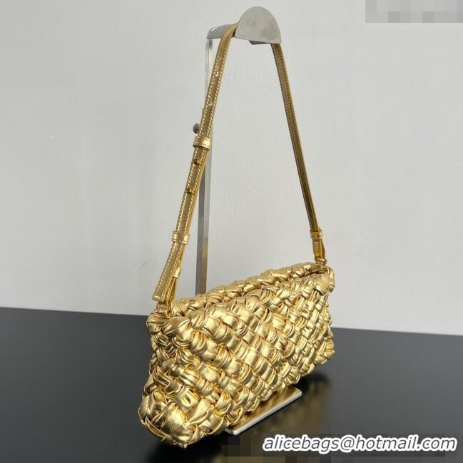 Shop Grade Design Bottega Veneta Kalimero Cha-Cha Clutch Bag in Intrecciato Leather 785780 Gold 2025