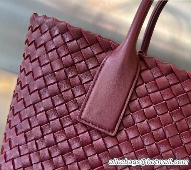 Spot Cheap Bottega Veneta Medium Cabat Tote Bag in Intrecciato Leather 608810 Burgundy 2025