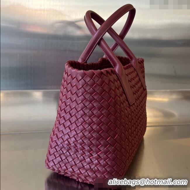 Spot Cheap Bottega Veneta Medium Cabat Tote Bag in Intrecciato Leather 608810 Burgundy 2025