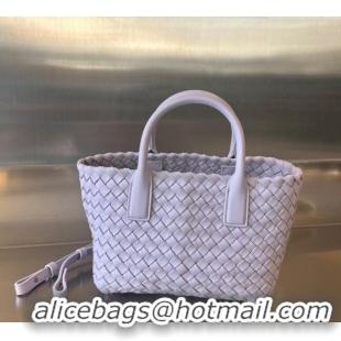 Well Crafted Bottega Veneta Mini Cabat Tote Bag in Intreccio Leather 709464 Oyster Purple 2025