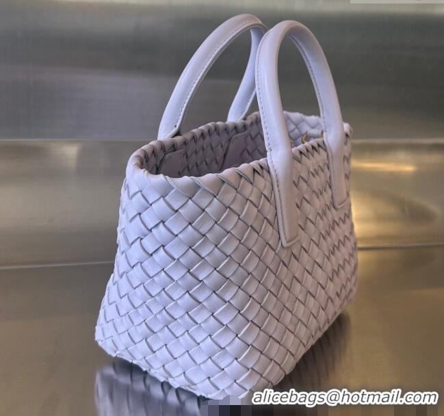 Well Crafted Bottega Veneta Mini Cabat Tote Bag in Intreccio Leather 709464 Oyster Purple 2025