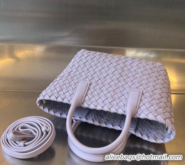 Well Crafted Bottega Veneta Mini Cabat Tote Bag in Intreccio Leather 709464 Oyster Purple 2025