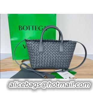 Grade Quality Bottega Veneta Mini Cabat Tote Bag in Intreccio Leather 709464 Thounder Grey 2025