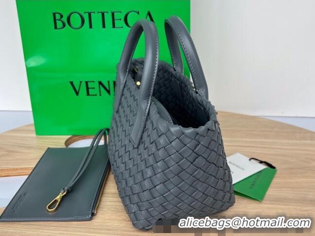 Grade Quality Bottega Veneta Mini Cabat Tote Bag in Intreccio Leather 709464 Thounder Grey 2025