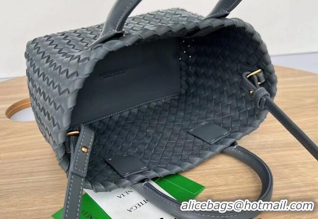 Grade Quality Bottega Veneta Mini Cabat Tote Bag in Intreccio Leather 709464 Thounder Grey 2025
