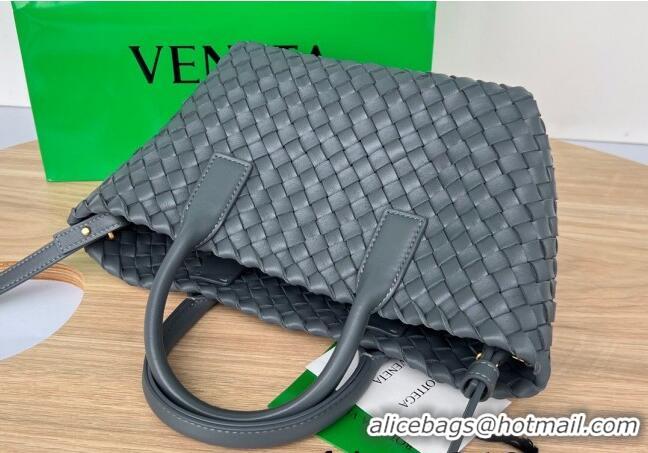 Grade Quality Bottega Veneta Mini Cabat Tote Bag in Intreccio Leather 709464 Thounder Grey 2025