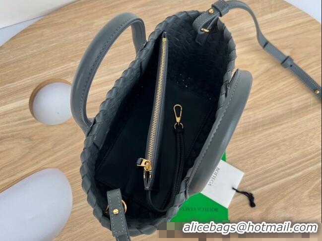 Grade Quality Bottega Veneta Mini Cabat Tote Bag in Intreccio Leather 709464 Thounder Grey 2025