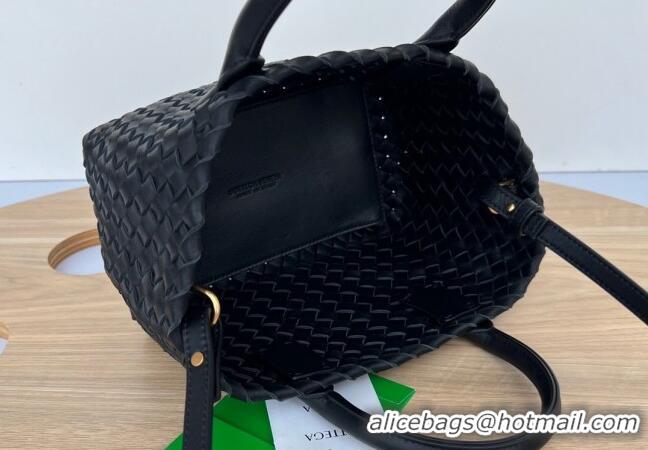 Most Popular Bottega Veneta Mini Cabat Tote Bag in Intreccio Leather 709464 Black 2025