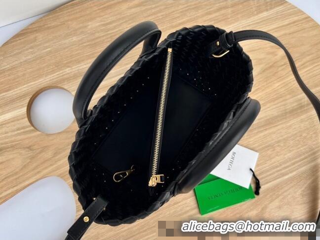 Most Popular Bottega Veneta Mini Cabat Tote Bag in Intreccio Leather 709464 Black 2025