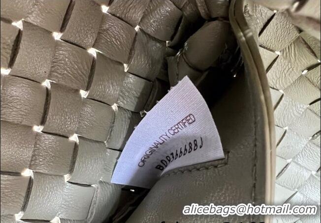 Luxury Classic Bottega Veneta Mini Cabat Tote Bag in Intreccio Leather 709464 Travertine Green 2025