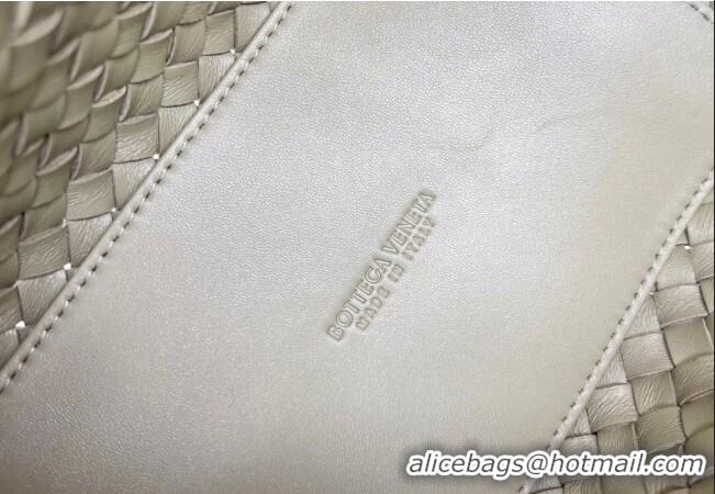 Luxury Classic Bottega Veneta Mini Cabat Tote Bag in Intreccio Leather 709464 Travertine Green 2025