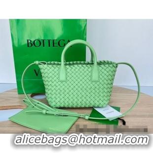 Super Quality Bottega Veneta Mini Cabat Tote Bag in Intreccio Leather 709464 Lemon Green 2025