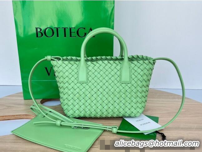 Super Quality Bottega Veneta Mini Cabat Tote Bag in Intreccio Leather 709464 Lemon Green 2025