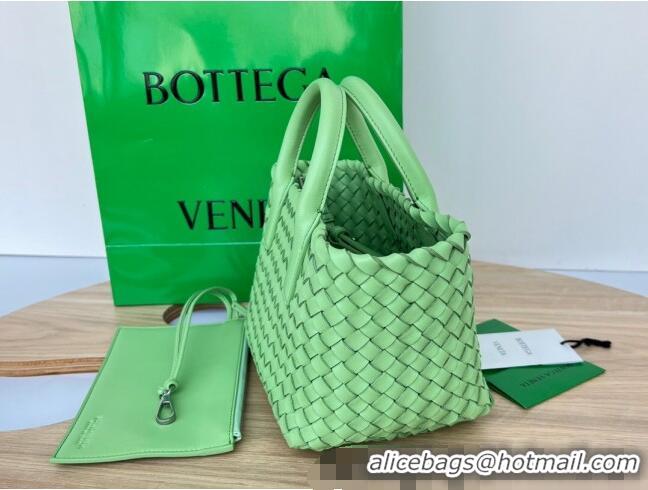 Super Quality Bottega Veneta Mini Cabat Tote Bag in Intreccio Leather 709464 Lemon Green 2025