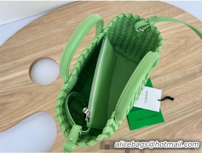 Super Quality Bottega Veneta Mini Cabat Tote Bag in Intreccio Leather 709464 Lemon Green 2025