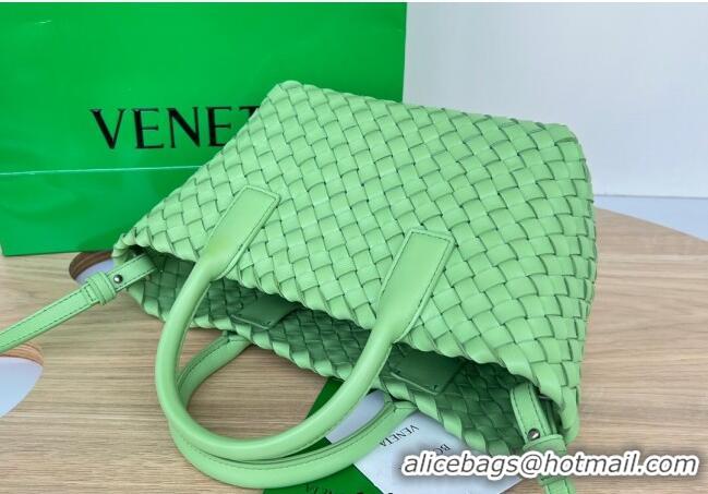 Super Quality Bottega Veneta Mini Cabat Tote Bag in Intreccio Leather 709464 Lemon Green 2025