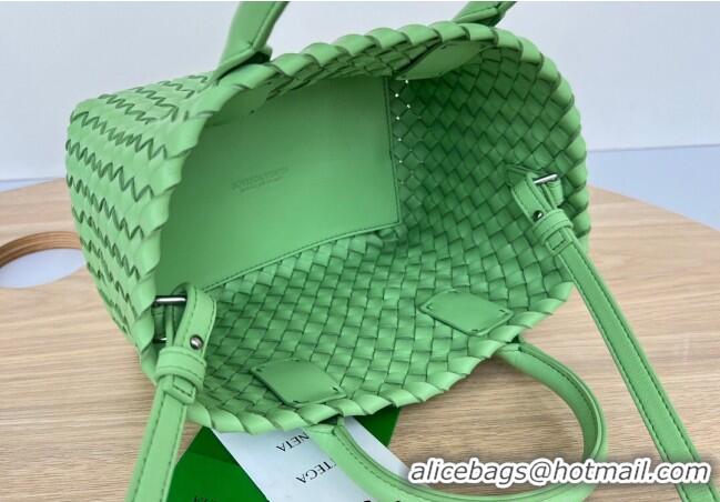 Super Quality Bottega Veneta Mini Cabat Tote Bag in Intreccio Leather 709464 Lemon Green 2025