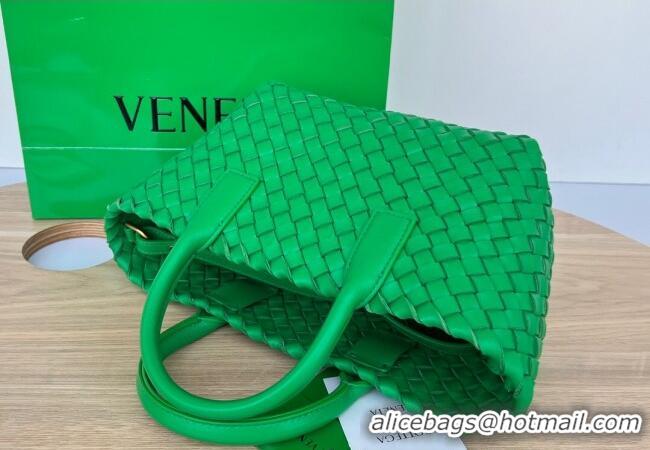 Famous Brand Bottega Veneta Mini Cabat Tote Bag in Intreccio Leather 709464 Parrot Green 2025