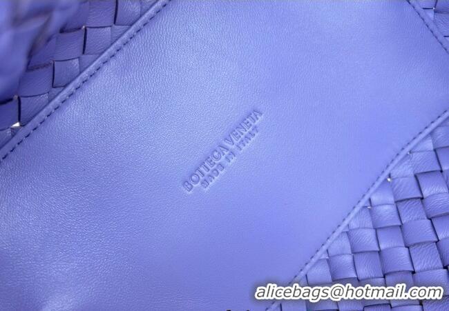 Top Grade Bottega Veneta Mini Cabat Tote Bag in Intreccio Leather 709464 Wistaria Purple 2025